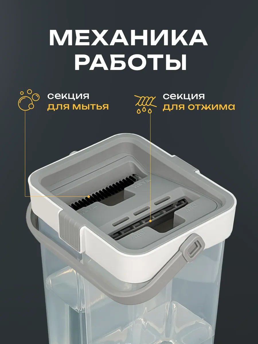 Швабра с отжимом и ведром для пола 10л