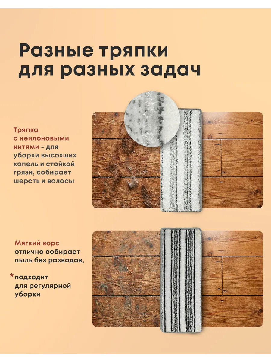 Умная швабра с отжимом и ведром с разделением воды для пола